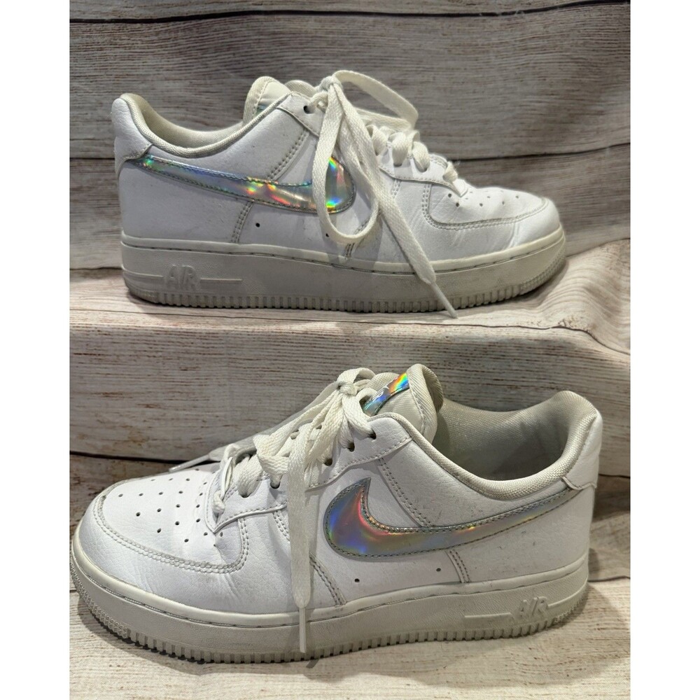 Nike Womens Air Force 1 Low Iridescent Swoosh White CJ1646 100 Sneakers Size 6